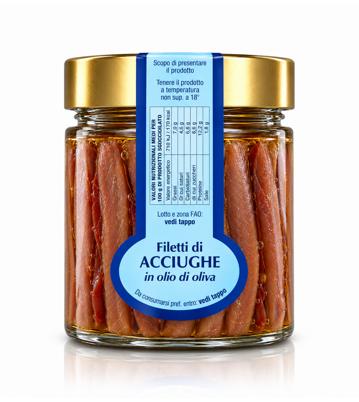 Filetti di acciughe in olio di oliva Antica Tonnara di Favignana in vasetto di vetro