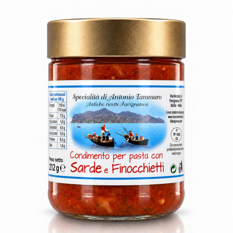 Condimento per pasta con sarde e finocchietto Antica Tonnara di Favignana, vasetto di vetro