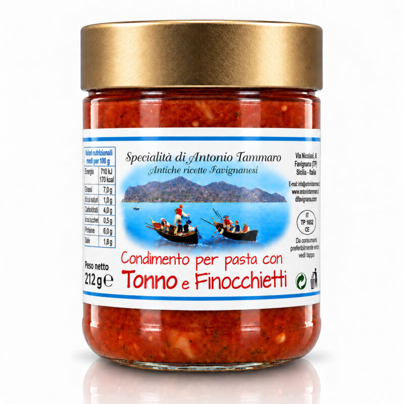 Condimento per pasta con tonno e finocchietto Antica Tonnara di Favignana in vasetto di vetro