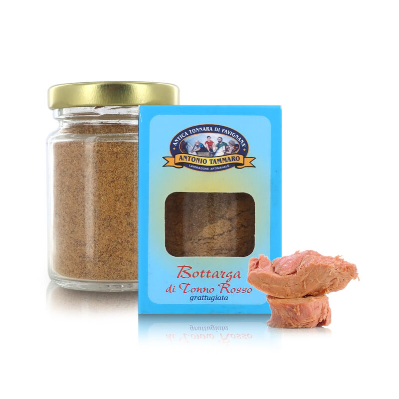 Bottarga di tonno grattugiata Antica Tonnara di Favignana in vasetto di vetro con astuccio