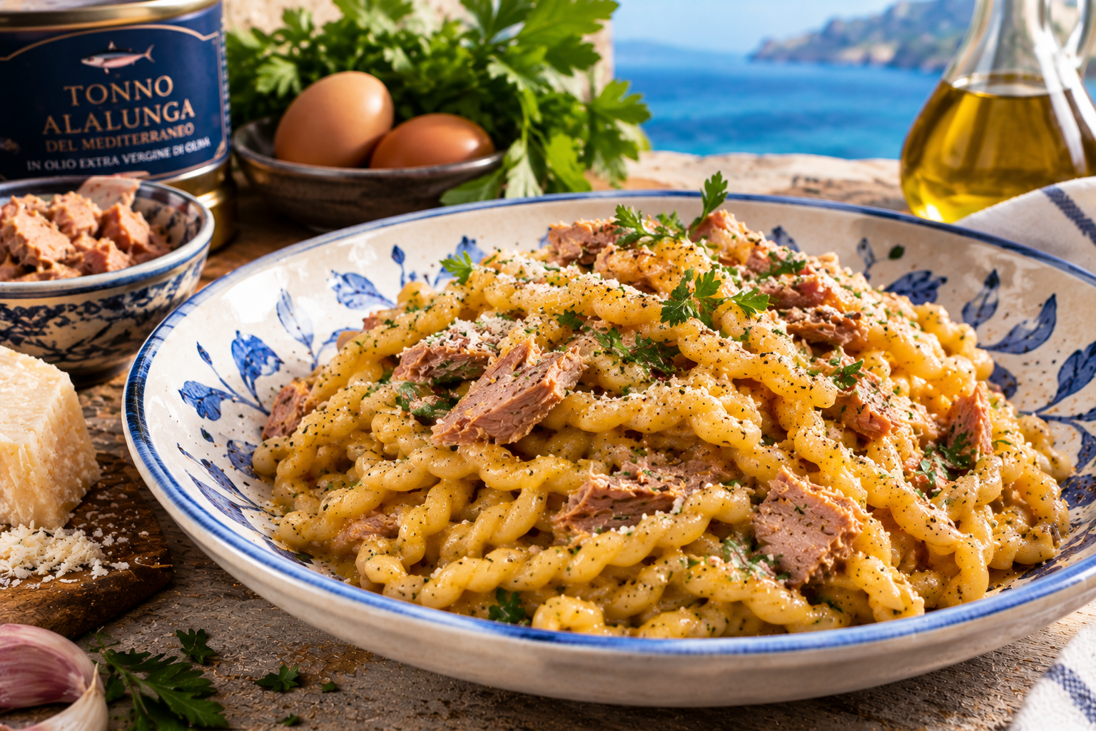 Carbonara di mare con Tonno Alalunga
